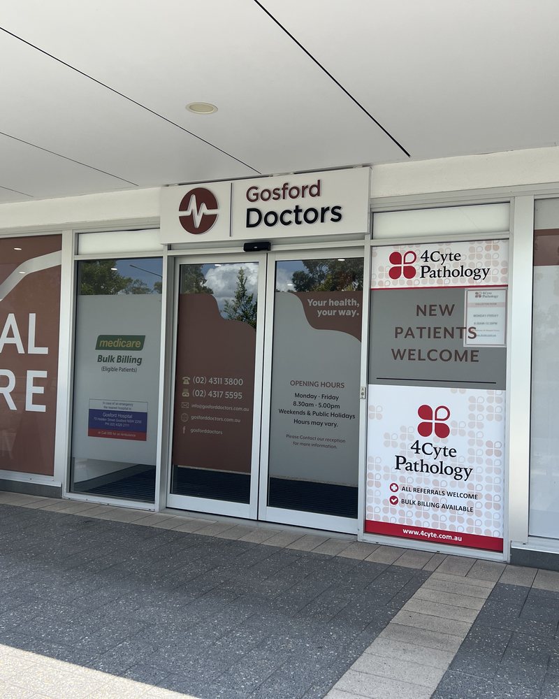 Entrance to Gosford Doctors in West Gosford with on-site pathology collection